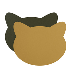 ADJ Плейсмат детский Cat, 42x35 см., цвет: горчичный/оливковый