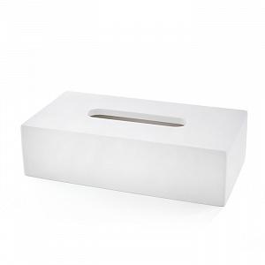 3SC Mood White Контейнер для бумажных салфеток, 24х7х13 см, прямоугольный, настольный, композит Solid Surface, цвет: белый матовый