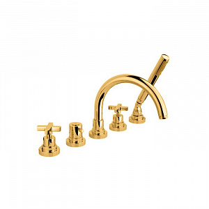 Nicolazzi Monte Croce Смеситель встраиваемый на борт ванны на 5 отверстий, 2- вентельный, цвет: золото