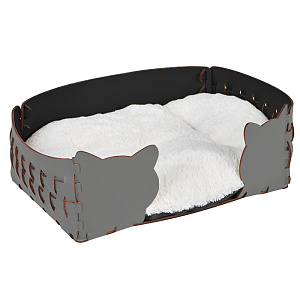 ADJ Лежанка Cat, 60x42xH15 см., цвет: серый/черный