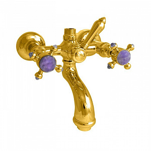 Nicolazzi Le Pietre Смеситель для ванны с 2мя ручками, вывод сверху 1/2, (для душ. стойки) цвет: золото