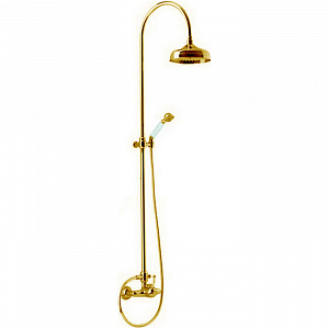 CISAL Arcana Empress Душевой комплект: смеситель, стойка с верхним душем, лейка+шланг, цвет:  золото
