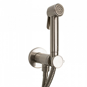 Bossini Paloma Brass Гигиенический душ с прогрессивным смесителем, лейка металлическая, шланг из латуни дв. фальцевания 1250мм, цвет: брашированный никель