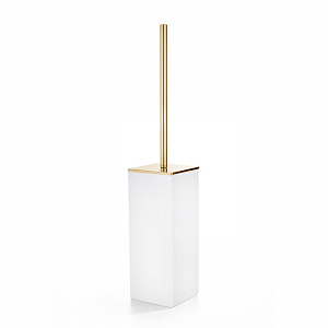3SC Mood White Туалетный ёршик, напольный, композит Solid Surface, цвет: белый матовый/золото 24к.